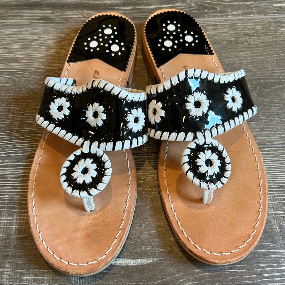 Black Patent Leather Jack Rogers Sandals